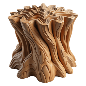 Abstract Wood Sculpture Organic Form and Textured Surface png