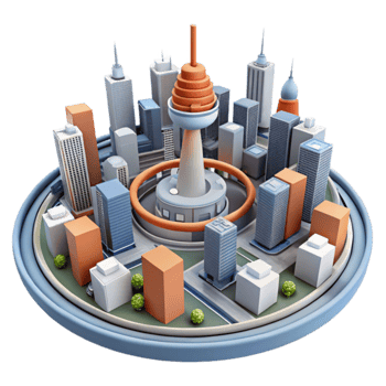 3D City Model Urban Landscape, Skyscrapers, Tower png