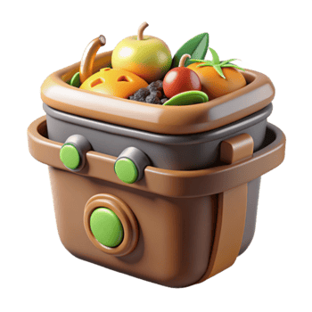 3D Render of Fruit Basket Digital Illustration png