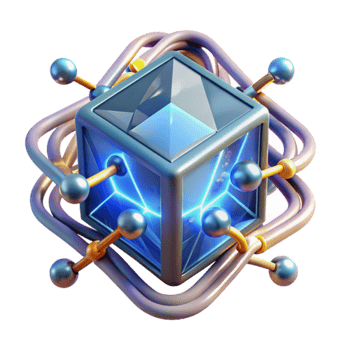Networked Crystal Cube Abstract 3D Render png