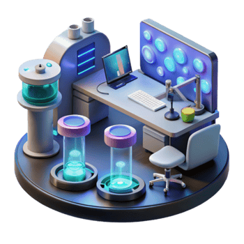 Futuristic Laboratory Research Station with Advanced Technology png
