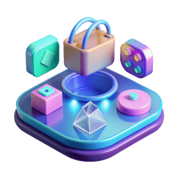 3D Colorful UI Elements Shopping Bag, Geometric Shapes, App Icons png