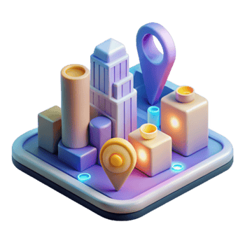 Urban Location Navigation 3D City Map Interface png