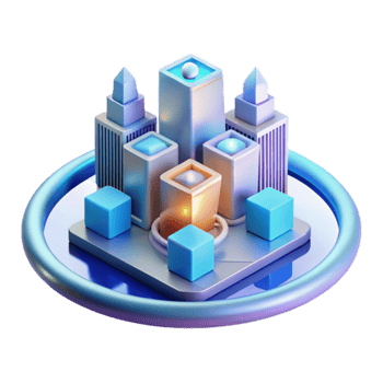 Abstract Cityscape 3D Render of Modern Urban Structures png