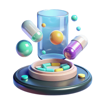 Colorful Capsules and Pills in Dispenser png