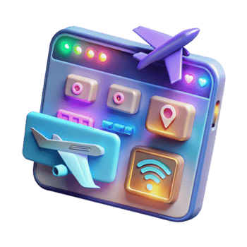 Travel Planning App Flight Booking, Location, Wifi png