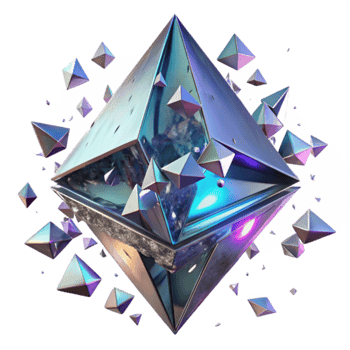 Crystalline Geometry Abstract 3D Render of Exploding Gem png