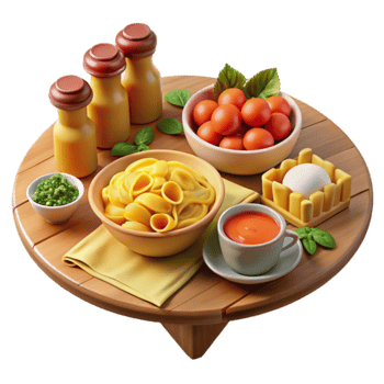 Pasta, Tomatoes, and Pesto A Delicious Italian Meal png