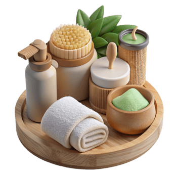 Spa Day Essentials Relaxation Kit with Bath Salts, Towel, and Candle png