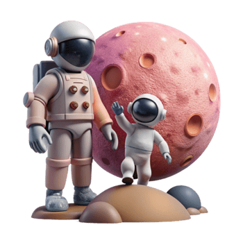 Astronauts on a Pink Planet Space Exploration Adventure png