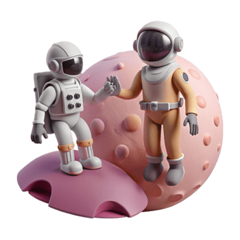 Astronauts Teamwork on Pink Planet Space Exploration png