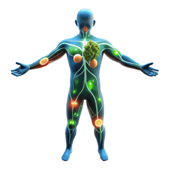 Human Bodys Immune System Lymphatic Network and Nutrient Absorption png