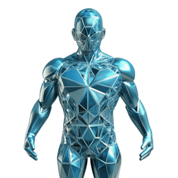 Crystalline Humanoid Futuristic Polygonal Anatomy png