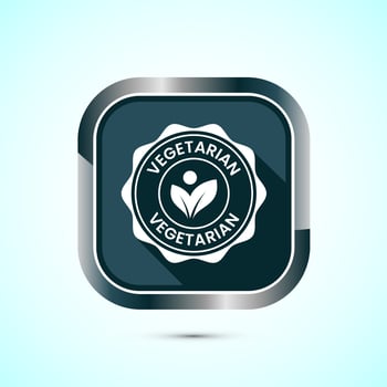 100 percent vegetarian icon design illustration, Vegan product label badge, Gray shadow button design vector