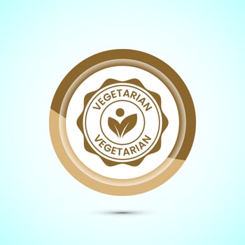 100 percent vegetarian icon design illustration, Vegan product label badge, Gold color button design vector