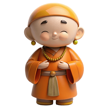 Cheerful 3D Render of a Young Buddhist Monk png
