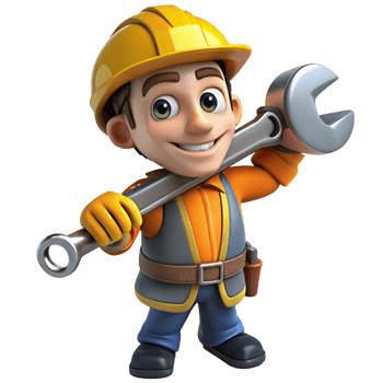Smiling 3D Cartoon Construction Worker Character png