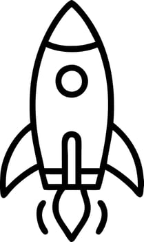 A Cute black and white drawing of a rocket ship design vector