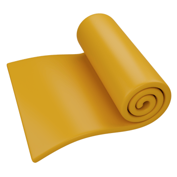 Stylized yellow exercise mat. Isolated on transparent background png