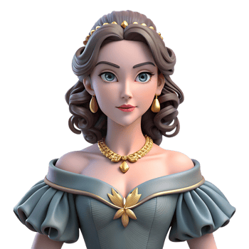 Aristocratic young woman in elegant dress 3d illustration isolated on the transparent background. Rococo style png
