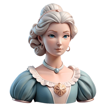 Aristocratic young woman with blonde hair in elegant dress 3d illustration isolated on the transparent background. Rococo style png