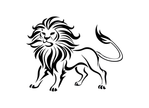 Majestic Lion Tribal Tattoo Design Illustration vector