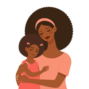 Mother and daughter flat illustration isolated on transparent background png