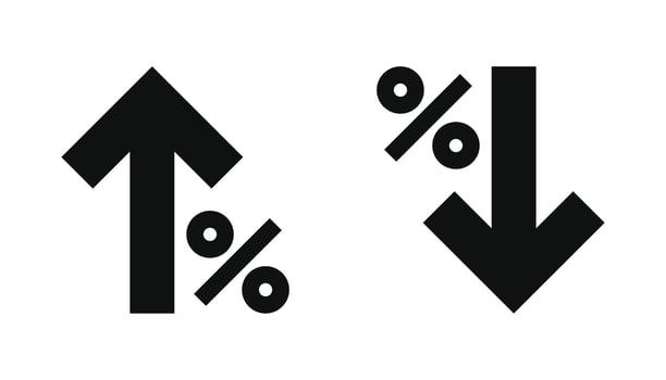 Percentage arrow up and down glyph Icon set. illustration. vector