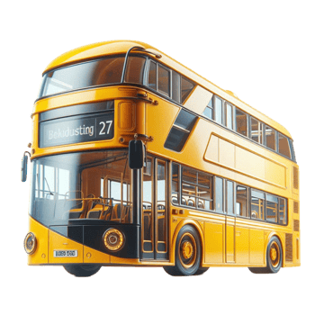 Yellow Double-Decker Bus in Retro Style png