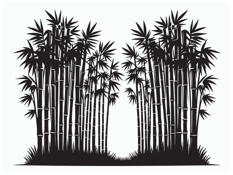 High-Quality Black Bamboo Grove Silhouette for Logos and Illustrations vector