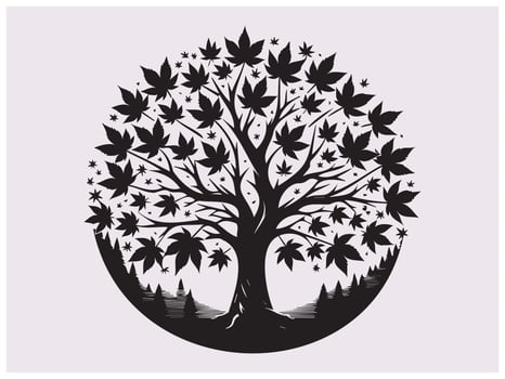 Maple Tree Silhouette Clipart for Nature, Environment, and Landscape vector