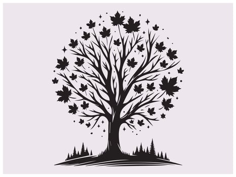 Maple Tree Silhouette for Nature-Inspired Art and Botanical Themes vector