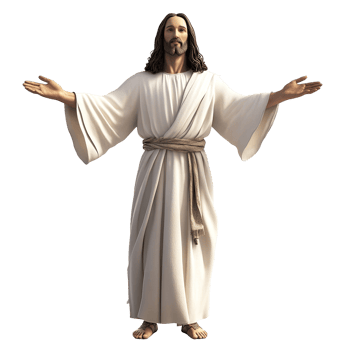A Digital Rendering of Jesus Christ with Open Arms Isolated on Transparent Background png