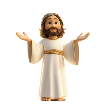 Cartoon Depiction of Jesus Christ Standing Greeting Isolated on Transparent Background png