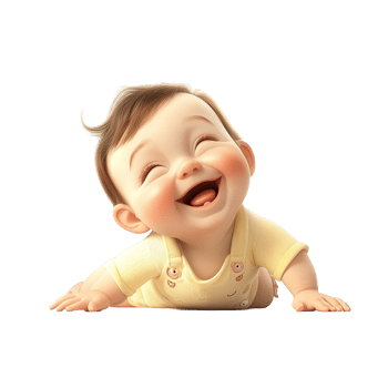 Happy Baby Crawling Wearing Yellow Outfit png