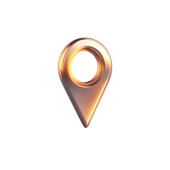 Glowing Metallic Gold Location Pointer Icon Isolated on Transparent Background png
