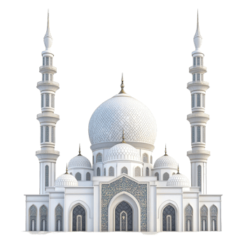 Elegant White Mosque Architectural Design Render Isolated on Transparent Background png