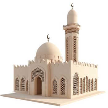 Architectural Model Of A Beige Mosque With A Minaret Isolated on Transparent Background png