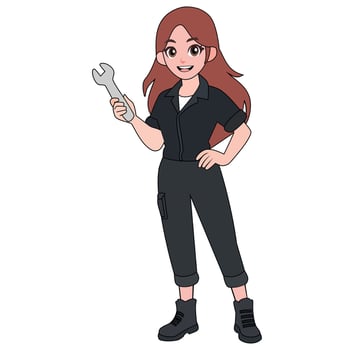 Cartoon Female Junior Technician Vectors Illustratiom