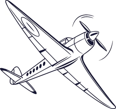 Minimalist Vintage Propeller Airplane Artwork vector