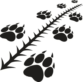 Silhouette Animal Paw Prints on a Trail vector