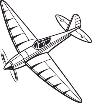 Propeller Airplane Silhouette in Flight vector