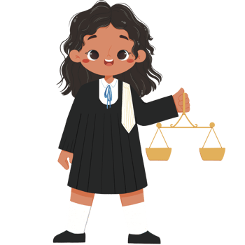 Cute Kid in judge costume had carrying the balance of justice png