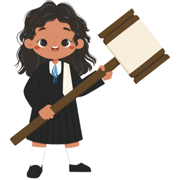 Cute Kid in judge costume carry the balance of justice png