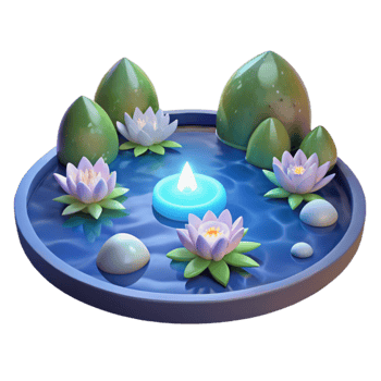 magnificent artistic 3D Render Water Lily Pond Illustration premium png