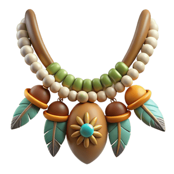 elegant contemporary 3D Render of a Colorful Beaded Necklace exclusive png