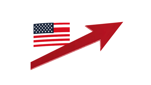 American Flag and Rising Red Arrow png