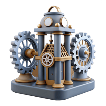 impressive abstract Steampunk Gear Mechanism 3D Illustration authentic png