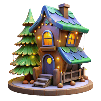 magnificent traditional Enchanted 3D Cottage Illustration original png