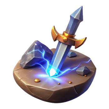 beautiful creative 3D Render Magical Sword in Stone original png